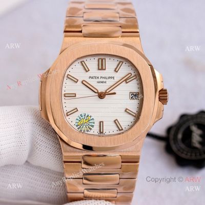 PPF Factory Swiss Copy Patek Philippe Nautilus Rose Gold Men Watch PPF Cal.324 Movement